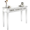 image:imageVINGLI Mirrored Vanity Desk with 2 Drawers Modern ConsoleSofaMakeup Desk for BedroomLiving RoomEntryway Multifunctional Workstation for Kids Teen SilverSilver