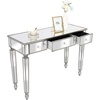 image:imageVINGLI Mirrored Vanity Desk with 2 Drawers Modern ConsoleSofaMakeup Desk for BedroomLiving RoomEntryway Multifunctional Workstation for Kids Teen SilverSilver