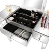 image:imageVINGLI Mirrored Vanity Desk with 2 Drawers Modern ConsoleSofaMakeup Desk for BedroomLiving RoomEntryway Multifunctional Workstation for Kids Teen SilverSilver