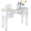 image:imageVINGLI Mirrored Vanity Desk with 2 Drawers Modern ConsoleSofaMakeup Desk for BedroomLiving RoomEntryway Multifunctional Workstation for Kids Teen SilverSilver