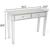 image:imageVINGLI Mirrored Vanity Desk with 2 Drawers Modern ConsoleSofaMakeup Desk for BedroomLiving RoomEntryway Multifunctional Workstation for Kids Teen SilverSilver