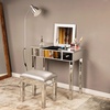 image:imageVINGLI Mirrored Vanity Desk with 2 Drawers Modern ConsoleSofaMakeup Desk for BedroomLiving RoomEntryway Multifunctional Workstation for Kids Teen SilverSilver