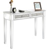 image:imageVINGLI Mirrored Vanity Desk with 2 Drawers Modern ConsoleSofaMakeup Desk for BedroomLiving RoomEntryway Multifunctional Workstation for Kids Teen SilverSilver