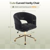 image:imageVINGLI Modern Curved Office amp Vanity Desk Chair Cute Upholstered Nail Chair with Wheels amp 360 Swivel amp Club amp Tilting amp Gold Base for Bedroom Living Room Makeup Velvet Chenille KhakiBlack