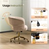 image:imageVINGLI Modern Curved Office amp Vanity Desk Chair Cute Upholstered Nail Chair with Wheels amp 360 Swivel amp Club amp Tilting amp Gold Base for Bedroom Living Room Makeup Velvet Chenille KhakiKhaki