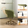 image:imageVINGLI Modern Curved Office amp Vanity Desk Chair Cute Upholstered Nail Chair with Wheels amp 360 Swivel amp Club amp Tilting amp Gold Base for Bedroom Living Room Makeup Velvet Chenille KhakiGreen