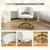 image:imageVINGLI Modern Curved Office amp Vanity Desk Chair Cute Upholstered Nail Chair with Wheels amp 360 Swivel amp Club amp Tilting amp Gold Base for Bedroom Living Room Makeup Velvet Chenille KhakiWhite