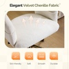 image:imageVINGLI Modern Curved Office amp Vanity Desk Chair Cute Upholstered Nail Chair with Wheels amp 360 Swivel amp Club amp Tilting amp Gold Base for Bedroom Living Room Makeup Velvet Chenille KhakiWhite
