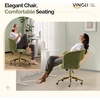 image:imageVINGLI Modern Curved Office amp Vanity Desk Chair Cute Upholstered Nail Chair with Wheels amp 360 Swivel amp Club amp Tilting amp Gold Base for Bedroom Living Room Makeup Velvet Chenille KhakiGreen