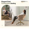 image:imageVINGLI Modern Curved Office amp Vanity Desk Chair Cute Upholstered Nail Chair with Wheels amp 360 Swivel amp Club amp Tilting amp Gold Base for Bedroom Living Room Makeup Velvet Chenille KhakiKhaki