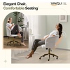 image:imageVINGLI Modern Curved Office amp Vanity Desk Chair Cute Upholstered Nail Chair with Wheels amp 360 Swivel amp Club amp Tilting amp Gold Base for Bedroom Living Room Makeup Velvet Chenille KhakiWhite