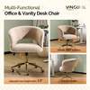 image:imageVINGLI Modern Curved Office amp Vanity Desk Chair Cute Upholstered Nail Chair with Wheels amp 360 Swivel amp Club amp Tilting amp Gold Base for Bedroom Living Room Makeup Velvet Chenille KhakiKhaki