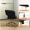 image:imageVINGLI Modern Curved Office amp Vanity Desk Chair Cute Upholstered Nail Chair with Wheels amp 360 Swivel amp Club amp Tilting amp Gold Base for Bedroom Living Room Makeup Velvet Chenille KhakiBlack