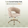 image:imageVINGLI Modern Curved Office amp Vanity Desk Chair Cute Upholstered Nail Chair with Wheels amp 360 Swivel amp Club amp Tilting amp Gold Base for Bedroom Living Room Makeup Velvet Chenille KhakiKhaki