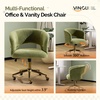 image:imageVINGLI Modern Curved Office amp Vanity Desk Chair Cute Upholstered Nail Chair with Wheels amp 360 Swivel amp Club amp Tilting amp Gold Base for Bedroom Living Room Makeup Velvet Chenille KhakiGreen