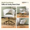image:imageVINGLI Modern Curved Office amp Vanity Desk Chair Cute Upholstered Nail Chair with Wheels amp 360 Swivel amp Club amp Tilting amp Gold Base for Bedroom Living Room Makeup Velvet Chenille KhakiWhite