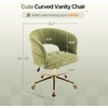 image:imageVINGLI Modern Curved Office amp Vanity Desk Chair Cute Upholstered Nail Chair with Wheels amp 360 Swivel amp Club amp Tilting amp Gold Base for Bedroom Living Room Makeup Velvet Chenille KhakiGreen
