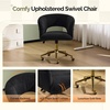 image:imageVINGLI Modern Curved Office amp Vanity Desk Chair Cute Upholstered Nail Chair with Wheels amp 360 Swivel amp Club amp Tilting amp Gold Base for Bedroom Living Room Makeup Velvet Chenille KhakiBlack