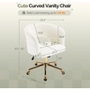 image:imageVINGLI Modern Curved Office amp Vanity Desk Chair Cute Upholstered Nail Chair with Wheels amp 360 Swivel amp Club amp Tilting amp Gold Base for Bedroom Living Room Makeup Velvet Chenille KhakiWhite