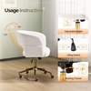 image:imageVINGLI Modern Curved Office amp Vanity Desk Chair Cute Upholstered Nail Chair with Wheels amp 360 Swivel amp Club amp Tilting amp Gold Base for Bedroom Living Room Makeup Velvet Chenille KhakiWhite