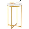 image:imageVINGLI Modern End Table Set of 2 Round Side Table with Golden Metal Frame for Bedroom Living Room Accent Coffee Table Nightstand with Faux Marble Top WhileGold