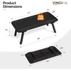 image:imageVINGLI Outdoor Folding Coffee Table Natural Poplar Wood Patio Coffee Table No Assembly Required Ideal for Balcony Porch and Living Room Rectangle NaturalBlackoval