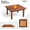 image:imageVINGLI Outdoor Folding Coffee Table Natural Poplar Wood Patio Coffee Table No Assembly Required Ideal for Balcony Porch and Living Room Square Natural