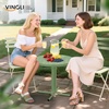 image:imageVINGLI Outdoor Side Table Round Metal Patio Side Table End Table for Garden Balcony Porch and Living Room Key LimeKey Lime