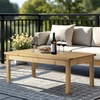 image:imageVINGLI Outdoor Wood Coffee Table 35 Farmhouse Side Table for Patio Solid Cedar Wood Accent Table with Slatted Tabletop WeatherResistant End Table for Garden Poolside Lawn Living Room BrownWood