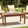 image:imageVINGLI Outdoor Wood Coffee Table 35 Farmhouse Side Table for Patio Solid Cedar Wood Accent Table with Slatted Tabletop WeatherResistant End Table for Garden Poolside Lawn Living Room BrownBrown
