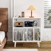 image:imageVINGLI Record Player Stand with Open Vinyl Storage MidCentury Album Storage Table with LED Light up to 300 Albums Vinyl Record Player Shelf with Power Outlet for Living Room Grey OakWhite