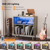 image:imageVINGLI Record Player Stand with Open Vinyl Storage MidCentury Album Storage Table with LED Light up to 300 Albums Vinyl Record Player Shelf with Power Outlet for Living Room Grey OakGrey Oak