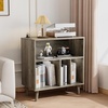 image:imageVINGLI Record Player Stand with Open Vinyl Storage MidCentury Album Storage Table with LED Light up to 300 Albums Vinyl Record Player Shelf with Power Outlet for Living Room Grey OakGrey Oak
