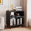 image:imageVINGLI Record Player Stand with Open Vinyl Storage MidCentury Album Storage Table with LED Light up to 300 Albums Vinyl Record Player Shelf with Power Outlet for Living Room Grey OakBlack