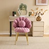 image:imageVINGLI ShellShaped Teddy Fleece Accent Vanity Chair with BackComfy Blue and Gold Desk Chair No WheelsCute Small Pearl Deco PillowGift for GirlsWomenfor MakeupOfficeDiningNailSewingBedroomPurple