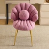 image:imageVINGLI ShellShaped Teddy Fleece Accent Vanity Chair with BackComfy Blue and Gold Desk Chair No WheelsCute Small Pearl Deco PillowGift for GirlsWomenfor MakeupOfficeDiningNailSewingBedroomPurple