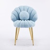 image:imageVINGLI ShellShaped Teddy Fleece Accent Vanity Chair with BackComfy Blue and Gold Desk Chair No WheelsCute Small Pearl Deco PillowGift for GirlsWomenfor MakeupOfficeDiningNailSewingBedroomBlue