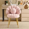 image:imageVINGLI ShellShaped Teddy Fleece Accent Vanity Chair with BackComfy Blue and Gold Desk Chair No WheelsCute Small Pearl Deco PillowGift for GirlsWomenfor MakeupOfficeDiningNailSewingBedroomPink