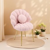 image:imageVINGLI ShellShaped Teddy Fleece Accent Vanity Chair with BackComfy Blue and Gold Desk Chair No WheelsCute Small Pearl Deco PillowGift for GirlsWomenfor MakeupOfficeDiningNailSewingBedroomPink