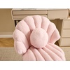 image:imageVINGLI ShellShaped Teddy Fleece Accent Vanity Chair with BackComfy Blue and Gold Desk Chair No WheelsCute Small Pearl Deco PillowGift for GirlsWomenfor MakeupOfficeDiningNailSewingBedroomPink