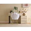 image:imageVINGLI ShellShaped Teddy Fleece Accent Vanity Chair with BackComfy Blue and Gold Desk Chair No WheelsCute Small Pearl Deco PillowGift for GirlsWomenfor MakeupOfficeDiningNailSewingBedroomWhite