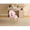 image:imageVINGLI ShellShaped Teddy Fleece Accent Vanity Chair with BackComfy Blue and Gold Desk Chair No WheelsCute Small Pearl Deco PillowGift for GirlsWomenfor MakeupOfficeDiningNailSewingBedroomPink