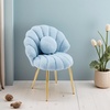 image:imageVINGLI ShellShaped Teddy Fleece Accent Vanity Chair with BackComfy Blue and Gold Desk Chair No WheelsCute Small Pearl Deco PillowGift for GirlsWomenfor MakeupOfficeDiningNailSewingBedroomBlue