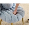 image:imageVINGLI ShellShaped Teddy Fleece Accent Vanity Chair with BackComfy Blue and Gold Desk Chair No WheelsCute Small Pearl Deco PillowGift for GirlsWomenfor MakeupOfficeDiningNailSewingBedroomBlue