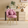 image:imageVINGLI ShellShaped Teddy Fleece Accent Vanity Chair with BackComfy Blue and Gold Desk Chair No WheelsCute Small Pearl Deco PillowGift for GirlsWomenfor MakeupOfficeDiningNailSewingBedroomPurple