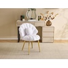 image:imageVINGLI ShellShaped Teddy Fleece Accent Vanity Chair with BackComfy Blue and Gold Desk Chair No WheelsCute Small Pearl Deco PillowGift for GirlsWomenfor MakeupOfficeDiningNailSewingBedroomWhite