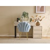 image:imageVINGLI ShellShaped Teddy Fleece Accent Vanity Chair with BackComfy Blue and Gold Desk Chair No WheelsCute Small Pearl Deco PillowGift for GirlsWomenfor MakeupOfficeDiningNailSewingBedroomBlue