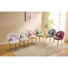 image:imageVINGLI ShellShaped Teddy Fleece Accent Vanity Chair with BackComfy Blue and Gold Desk Chair No WheelsCute Small Pearl Deco PillowGift for GirlsWomenfor MakeupOfficeDiningNailSewingBedroomBlue