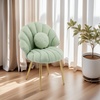 image:imageVINGLI ShellShaped Teddy Fleece Accent Vanity Chair with BackComfy Blue and Gold Desk Chair No WheelsCute Small Pearl Deco PillowGift for GirlsWomenfor MakeupOfficeDiningNailSewingBedroomGreen