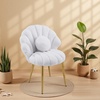 image:imageVINGLI ShellShaped Teddy Fleece Accent Vanity Chair with BackComfy Blue and Gold Desk Chair No WheelsCute Small Pearl Deco PillowGift for GirlsWomenfor MakeupOfficeDiningNailSewingBedroomWhite